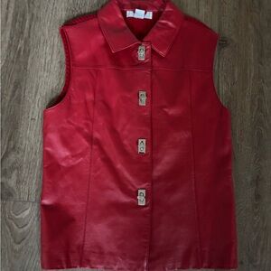 Lisa International Red Leather Vest